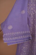 Lilac Mul chanderi Suit Set with Ghaspatti embroidery - Image 5