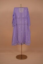 Lilac Mul chanderi Suit Set with Ghaspatti embroidery - Image 6
