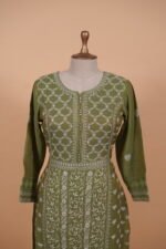 Dunk Green Tissue Green Suit with Ghaspatti embroidery - Image 2