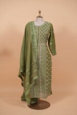 Dunk Green Tissue Green Suit with Ghaspatti embroidery - Image 4