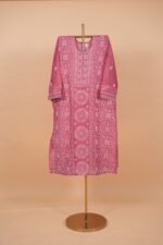Wine colored silk suit set with contrasting hand embroidery