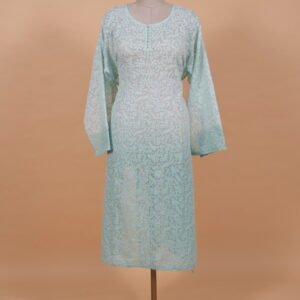 Light blue shaded Kota Suit Set with Bakhiya and Phanda work