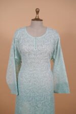 Light blue shaded Kota Suit Set with Bakhiya and Phanda work - Image 2