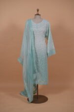 Light blue shaded Kota Suit Set with Bakhiya and Phanda work - Image 3