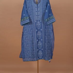 Dark blue suit set with ghaspatti embroidery