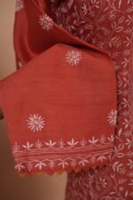 Brick coloured silk suit set with ghaspatti work - Image 3