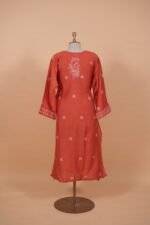 Brick coloured silk suit set with ghaspatti work - Image 5