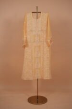 Yellow mul chanderi suit set with Ghaspatti embroidery - Image 3