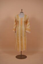 Mustard Yellow organza pintucks ghaspatti suit