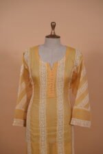 Mustard Yellow organza pintucks ghaspatti suit - Image 2