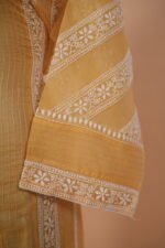 Mustard Yellow organza pintucks ghaspatti suit - Image 3