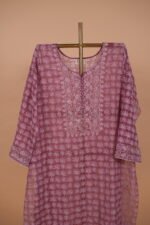 Wine colored Kota Suit Set with Ghaspatti Embroidery - Image 3