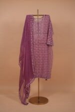 Wine colored Kota Suit Set with Ghaspatti Embroidery - Image 4