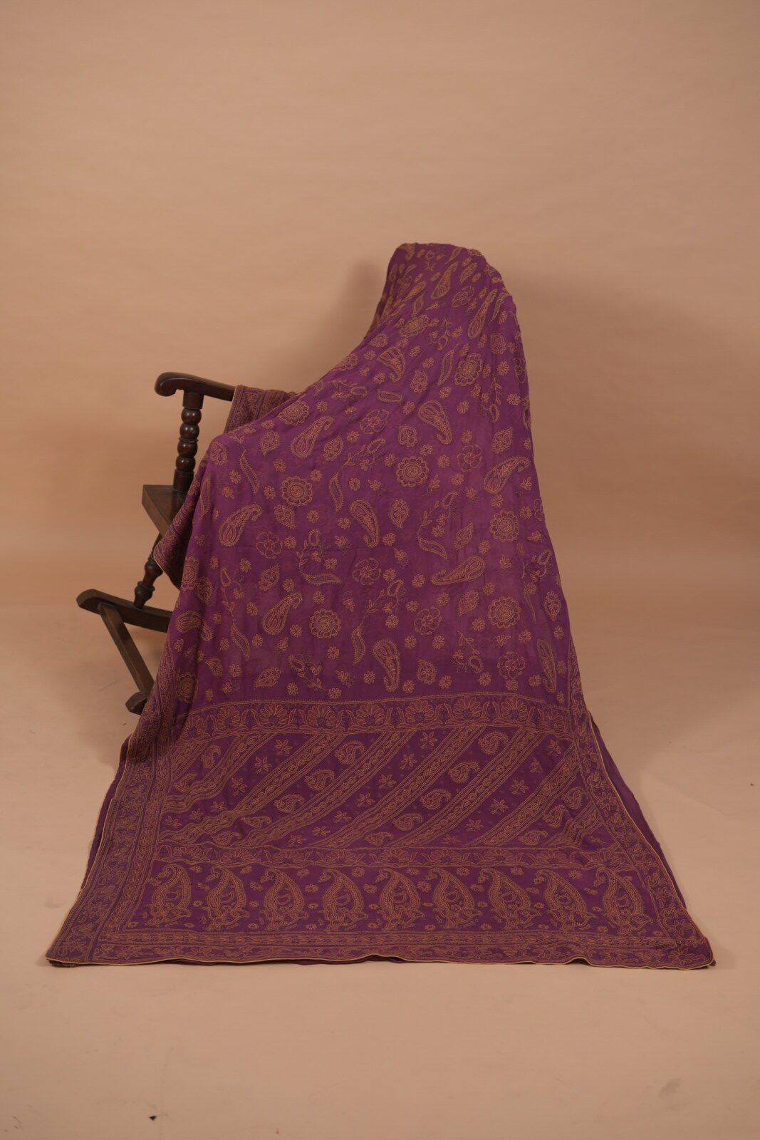 DSC03419 Wine colored georgette saree - Image 1