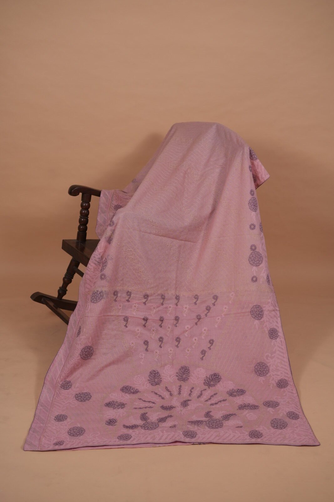 DSC03427 Rose pink kota saree with mix match color tapechi and bakhiya embroidery - Image 1