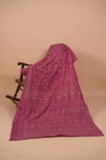 Megenta color check organza saree - Image 2