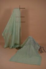 Pista green check organza saree - Image 3