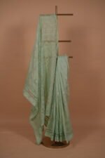 Pista green check organza saree - Image 6
