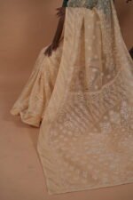 Lime Yellow Cheque Organza Saree - Image 5