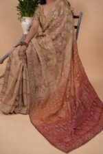Silk Organza saree with hombre brown shading - Image 2