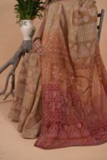 Silk Organza saree with hombre brown shading - Image 3
