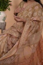 Silk Organza saree with hombre brown shading - Image 4