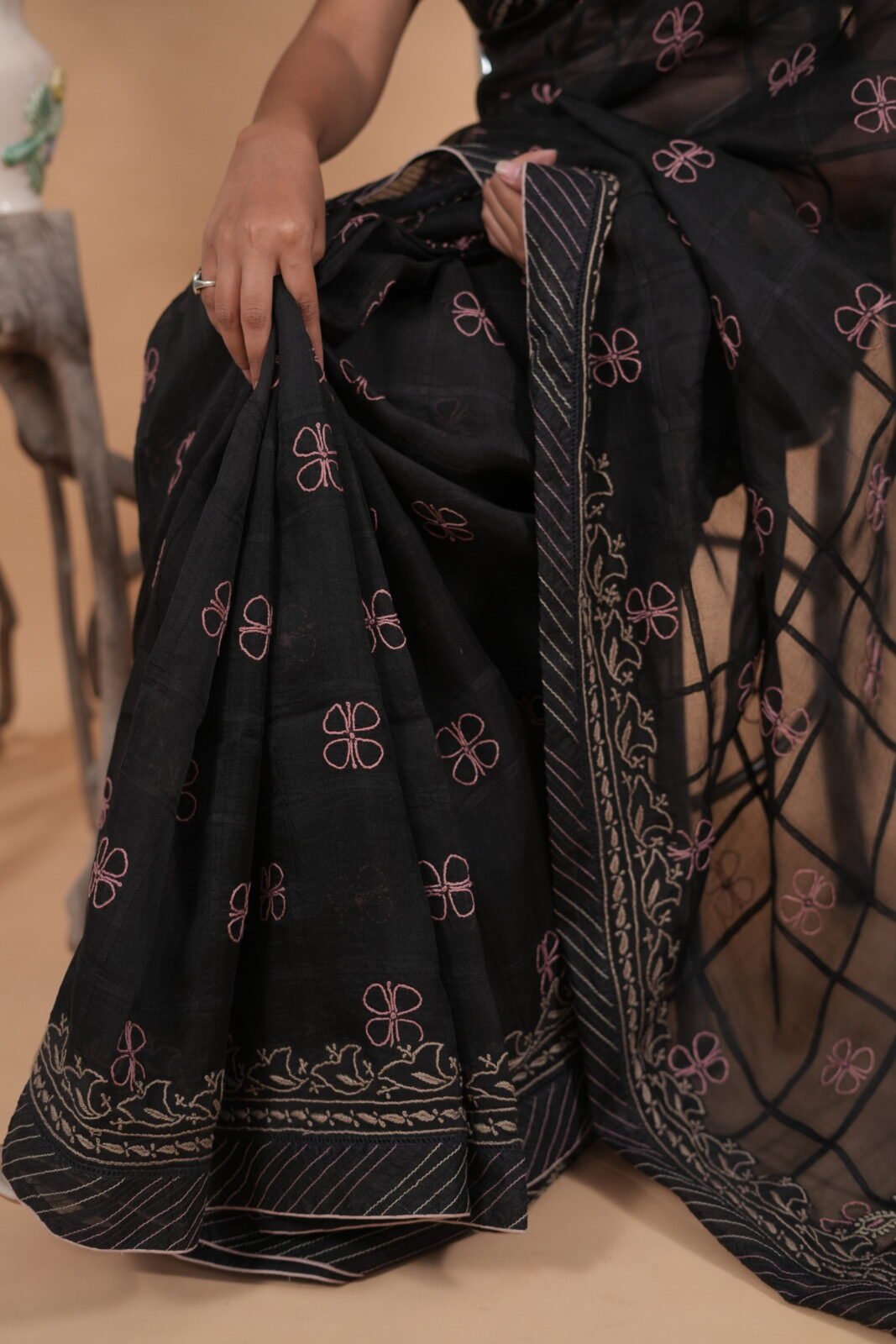 DSC03580 Silk Organza saree with ghaspatti embroidery - Image 1