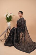Silk Organza saree with ghaspatti embroidery - Image 2