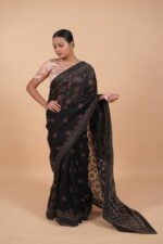 Silk Organza saree with ghaspatti embroidery - Image 6