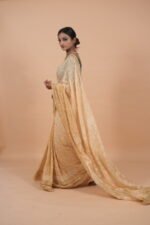 Lime Yellow Zari Kota saree with hombre shading tapechi embroidery - Image 2