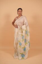 Cream Colored Silk Organza Saree