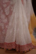 Cream color tapechi kota saree with multicolored pallu - Image 6