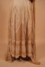 Yellow Anarkali in cotton voil with all over cutwork - Image 4