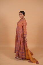 Coral georgette Anarkali with multicolor embroidery - Image 2