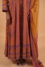 Coral georgette Anarkali with multicolor embroidery - Image 5