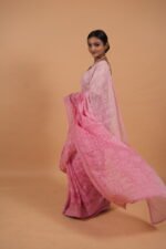 Kota hombre shaded saree in pink with tapechi embroidery - Image 5
