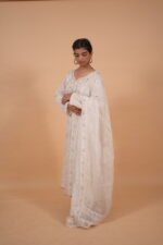 Cream Anarkali with Zardozi and all over chikankari - Image 2