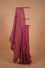 Megenta color check organza saree - Image 4
