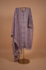 Mauve silk Suit with contrasting hand embroidery