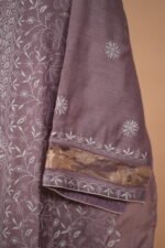 Mauve silk Suit with contrasting hand embroidery - Image 2