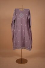 Mauve silk Suit with contrasting hand embroidery - Image 5