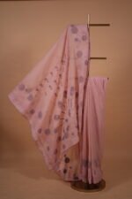 Rose pink kota saree with mix match color tapechi and bakhiya embroidery - Image 5