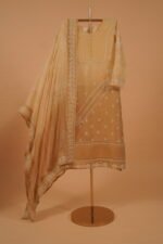 Shaded Mehndi color salwar set with handmade embroidery and jaali work