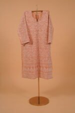 Coral Pink embroidered suit set with Dupatta - Image 4