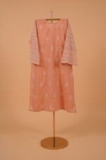 Coral Pink embroidered suit set with Dupatta - Image 3