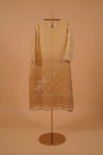 Shaded Mehndi color salwar set with handmade embroidery and jaali work - Image 3