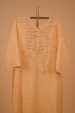 Yellow embroidered salwar suit set with Mukaish - Image 5