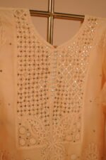 Yellow embroidered salwar suit set with Mukaish