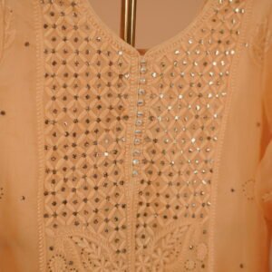 Yellow embroidered salwar suit set with Mukaish