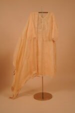 Yellow embroidered salwar suit set with Mukaish - Image 2